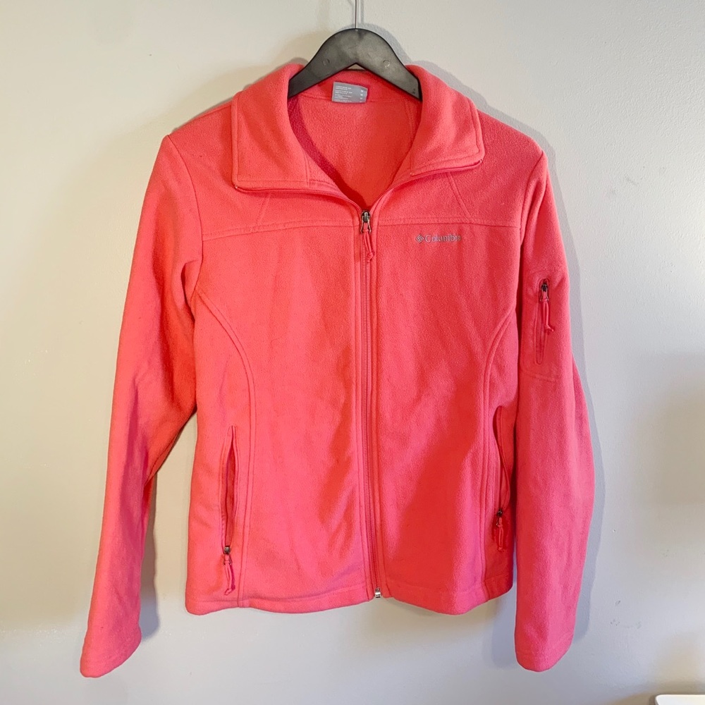 pink Columbia zip up fleece jacket, size M
